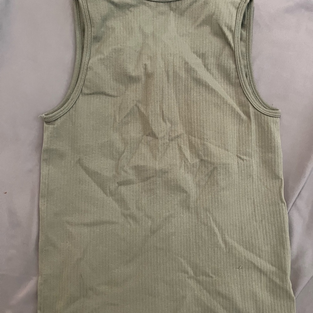 Green Ribbed Tank Top - Picture 2 of 2